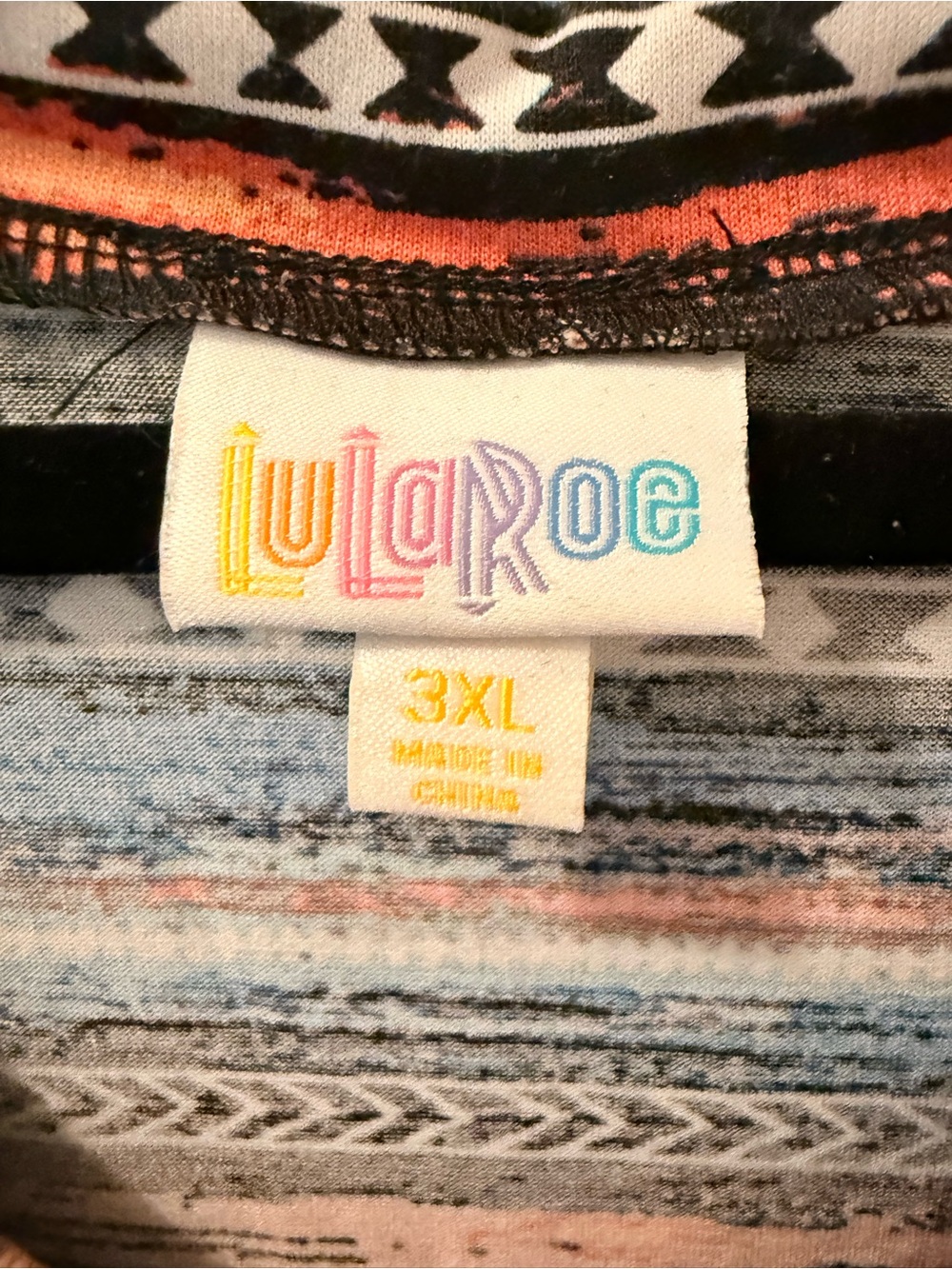 LuLaRoe Striped Knit dress in Blue, Coral, Black and Cream - Picture 5 of 5
